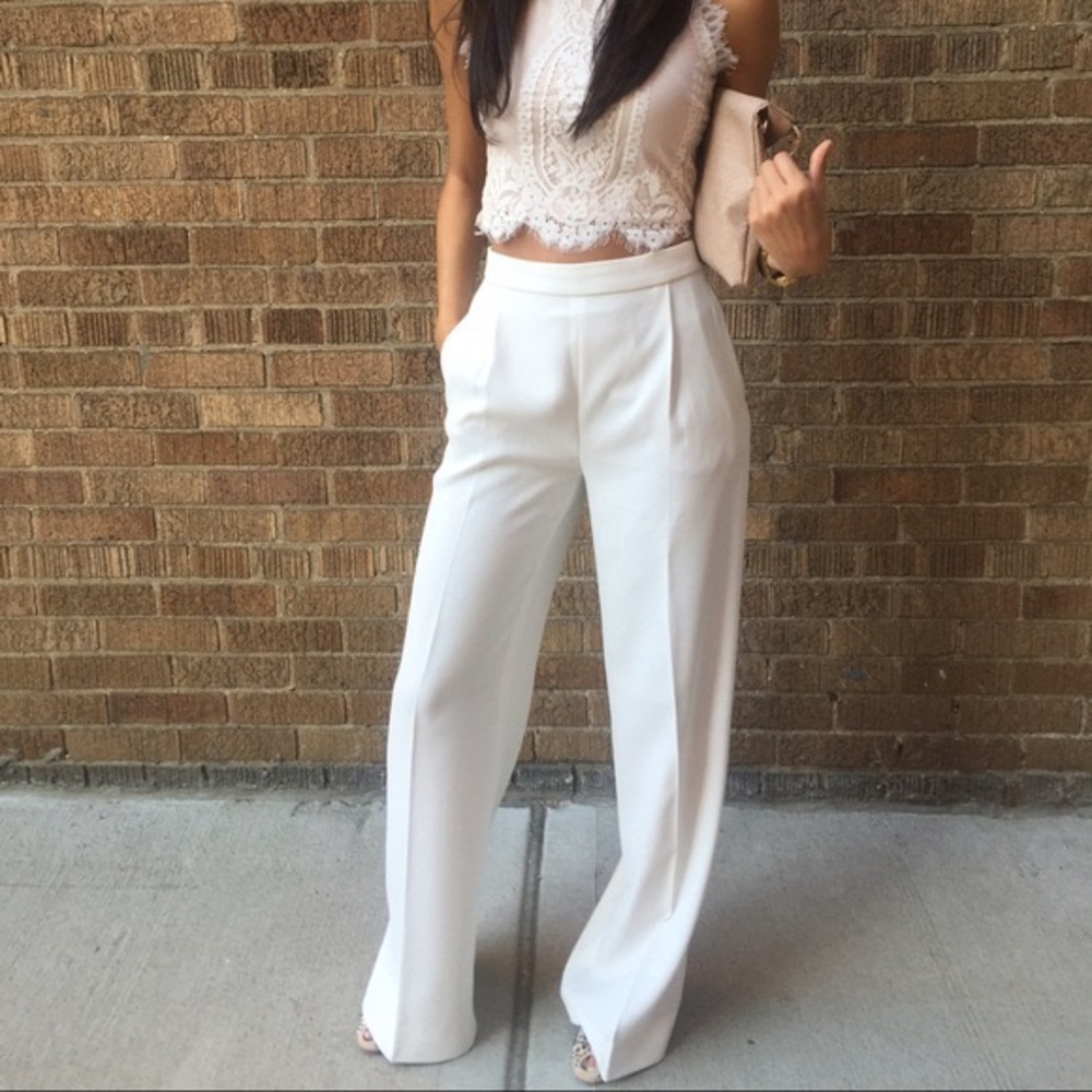 ZARA white wide leg trousers